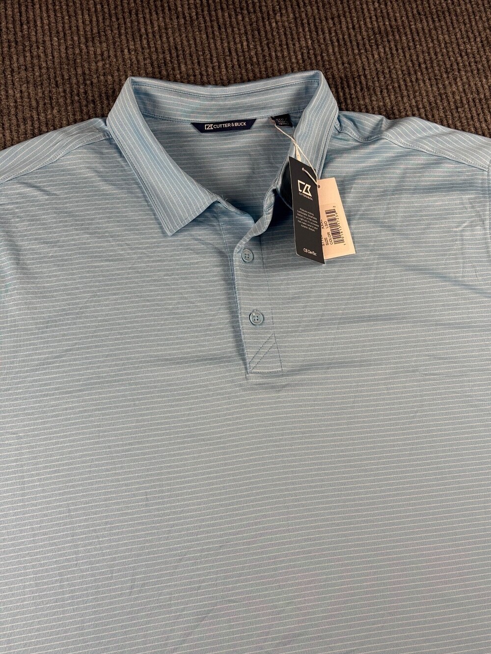 NWT Cutter & Buck CB DryTec Golf Polo Mens 3XL Light Blue Performance Stretch
